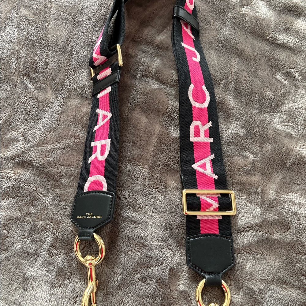 Marc Jacobs Black and Pink Logo Crossbody Strap